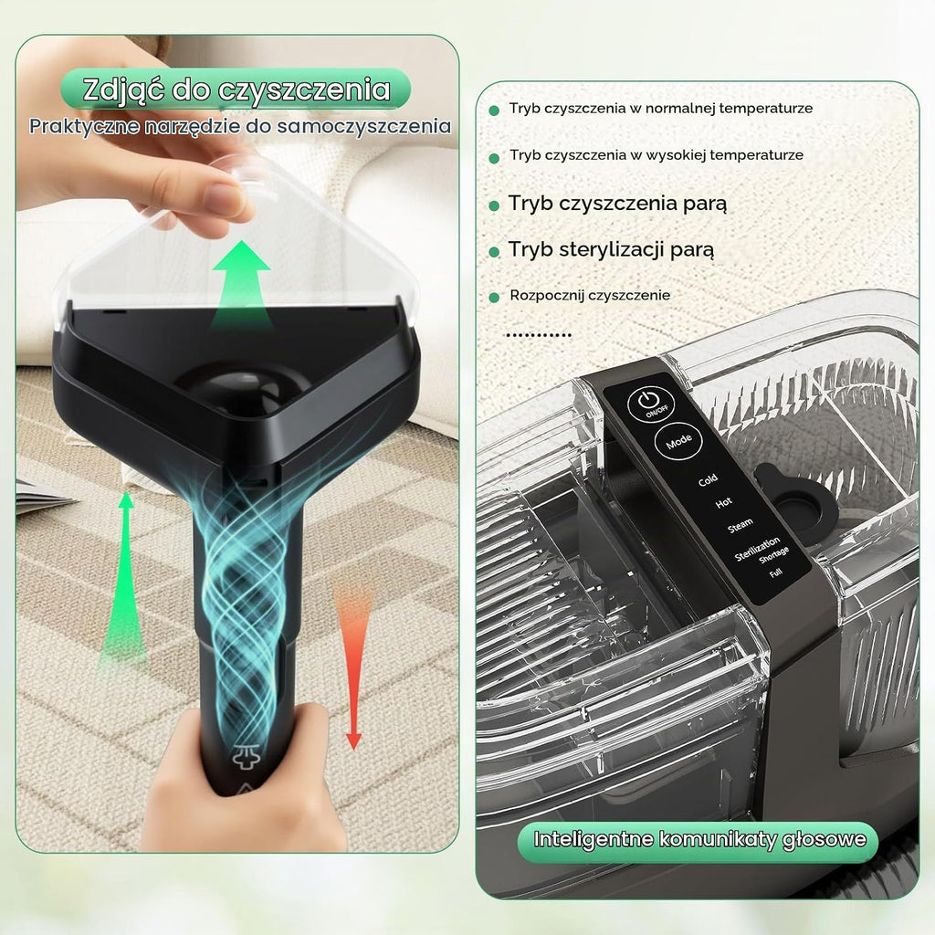 COSTWAY Urządzenie do czyszczenia tapicerki, 1800 W, para, sterylizacja, czyszczenie zimnej i gorącej wody, odkurzacz z 2 głowicami szczotki, przenośny odkurzacz na mokro do sofy, tapicerki, schodów