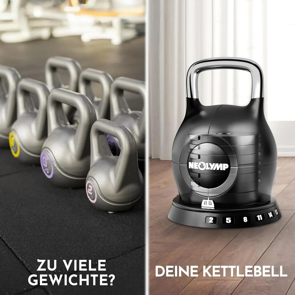 Kettlebell ajustable 7 en 1 de 2 a 20 kg para entrenamiento de cuerpo completo con mango de acero inoxidable resistente y sistema de pesas