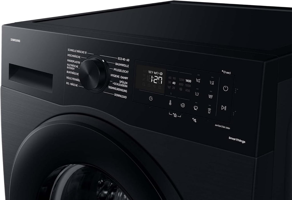Lavadora Samsung, 9 kg, 1400 rpm, clase energética A, programa de microplásticos, Ecobubble, 14 programas, WiFi SmartControl, negro, WW90CGC04AABEG