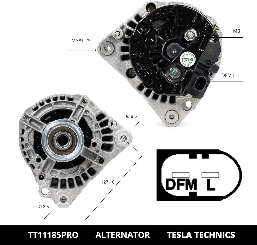 ALTERNATEUR TESLA TECHNICS TT11185 PRO 12V, 90A, compatible avec AUDI, FORD, SEAT, SKODA, VOLKSWAGEN. Excellente relation qualité-prix. Installation facile et garantie.