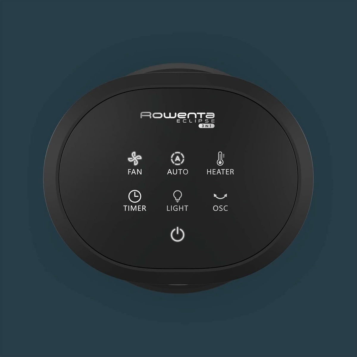 Purificador de aire, termoventilador y ventilador 3 en 1 Rowenta QU5062 Eclipse, filtra el 99,9 % de las partículas, para habitaciones de hasta 30 m², calentamiento rápido hasta 35 °C, modo automático de día y noche, negro/gris