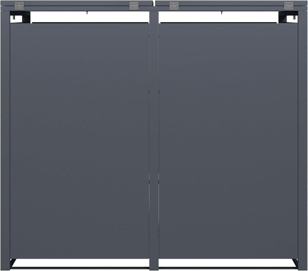 DEGAMO Mülltonnenbox, cobertizo para 4 cubos de basura MÜNCHEN para 4 cubos de 120 y 240 litros, acero galvanizado, color antracita
