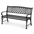 Banco de jardín de hierro fundido, 3 plazas, negro, 128 cm
