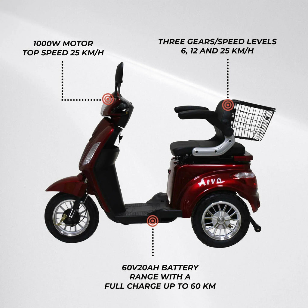 Scooter eléctrico para personas mayores Arvo P300 Rojo
