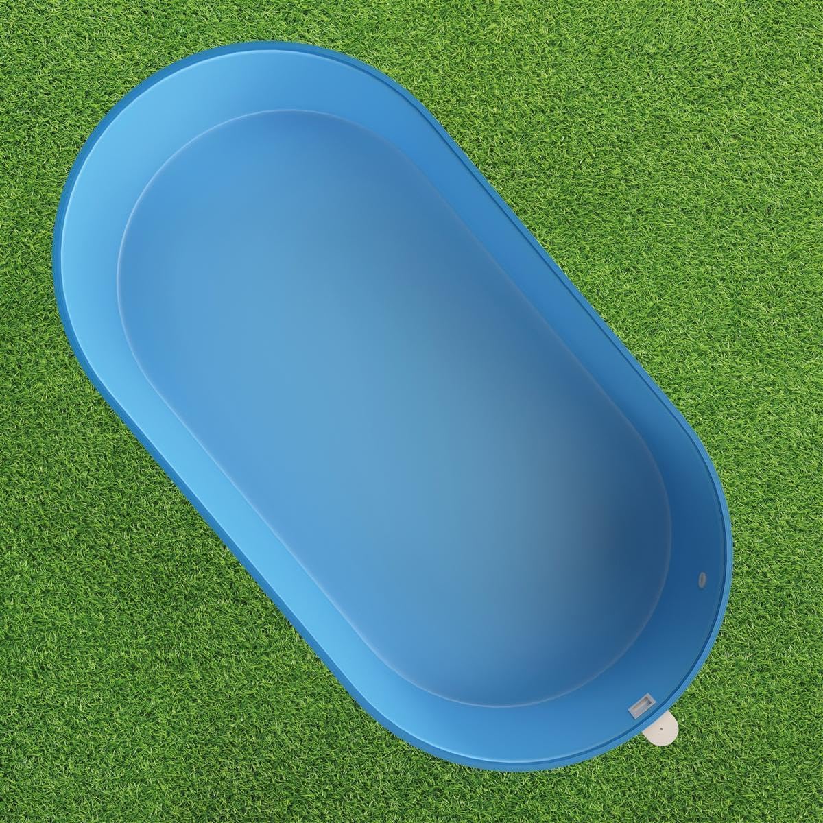 Stahlwand Ovalpool-Set (L x B x T) 8,00 m x 4,20 m x 1,50 m, Pool Made in Europe, mit Edehlstahlleiter für Tiefbecken, SF152 Sandfilteranlage mit 11 m³/h, Einbauskimmer, Filtersand, Poolschlauch