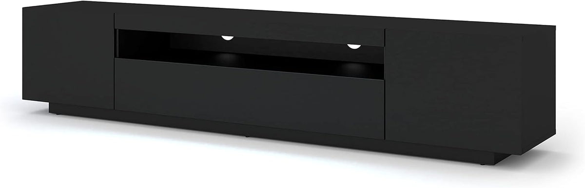 Mueble de TV BIM 200 cm - Aparador universal con frentes laminados, suspendido o de pie - Mueble para televisión, mueble HiFi para salón, negro mate