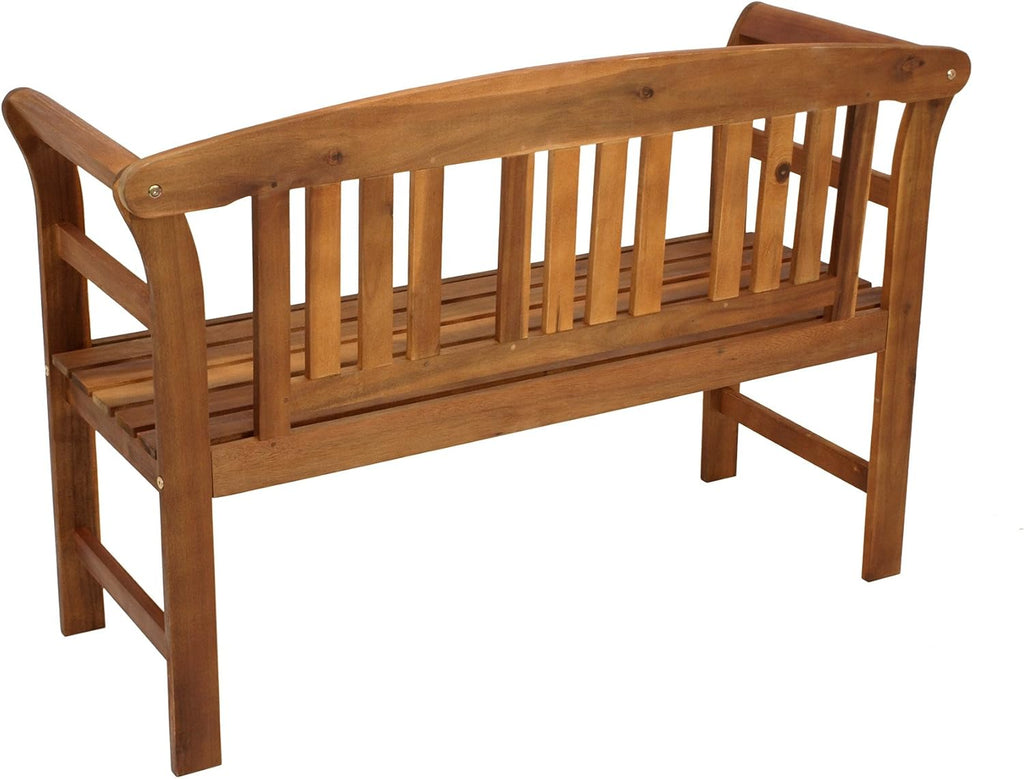Banco de jardín rústico DEGAMO Rosario de madera de acacia aceitada, 2 plazas 120 cm, certificado FSC®