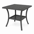 Mesa de jardín cuadrada con estante, 60 × 60 × 60 cm, metal revestido, antracita