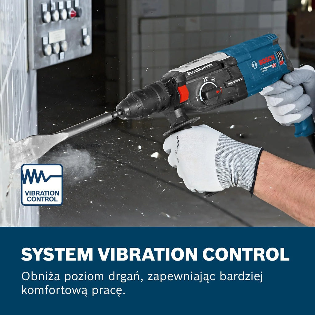 Bosch Professional: młot udarowo-obrotowy GBH 2-28 F (880 W, nominalna prędkość obrotowa 0 – 900 min-1, wymienny uchwyt SDS plus, ogranicznik głębokości, walizka)