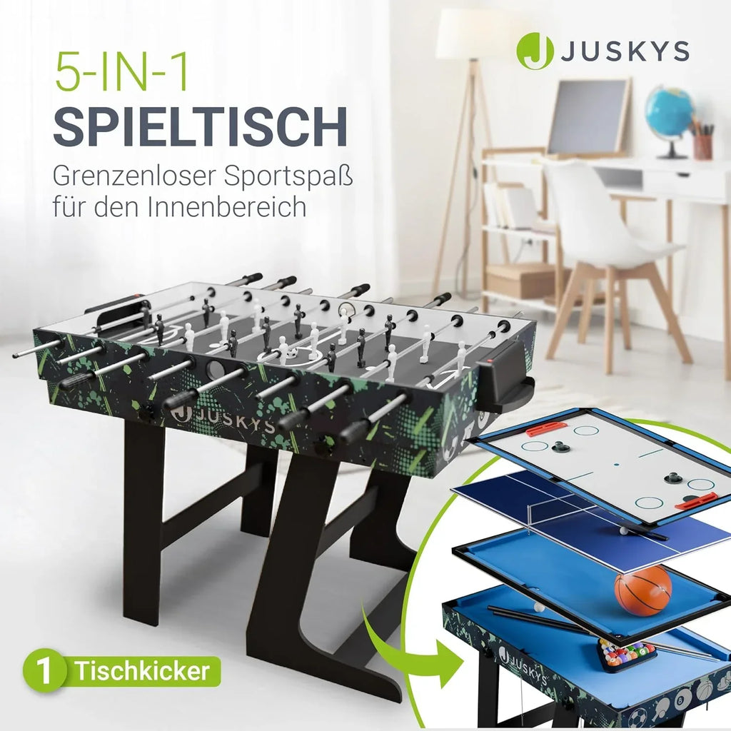 Mesa de juego multifuncional 5 en 1 plegable con mesa de ping-pong, futbolín, mesa de billar, hockey y baloncesto, modelo 24875