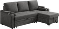 Sofá cama VASAGLE, sofá, sofá cama con espacio de almacenamiento, muebles tapizados, funda de mezcla de algodón y lino, portavasos, moderno, habitación de invitados, gris LCS801G01