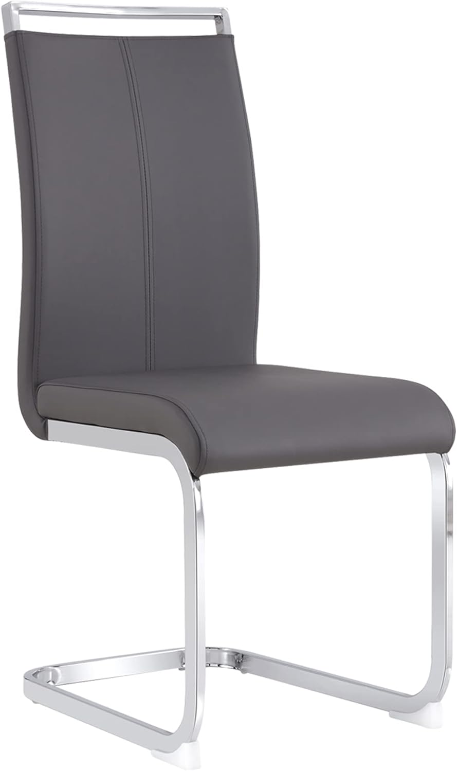 Juego de 4 sillas cantilever Merax, sillas de comedor con piel sintética PU y respaldo alto, estructura de metal cromado, silla de cocina moderna, silla tapizada para sala de estar y sala de conferencias, gris