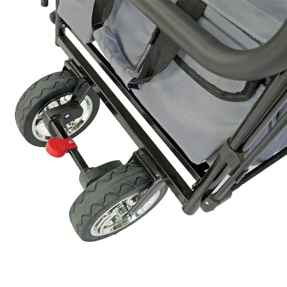 Carrito plegable FUXTEC FX-CT700, carro plegable gris para el transporte de niños, ciudad, campo, playa o montaña - con capota anti-UV, asa de empuje, freno de mano delantero y trasero, el original