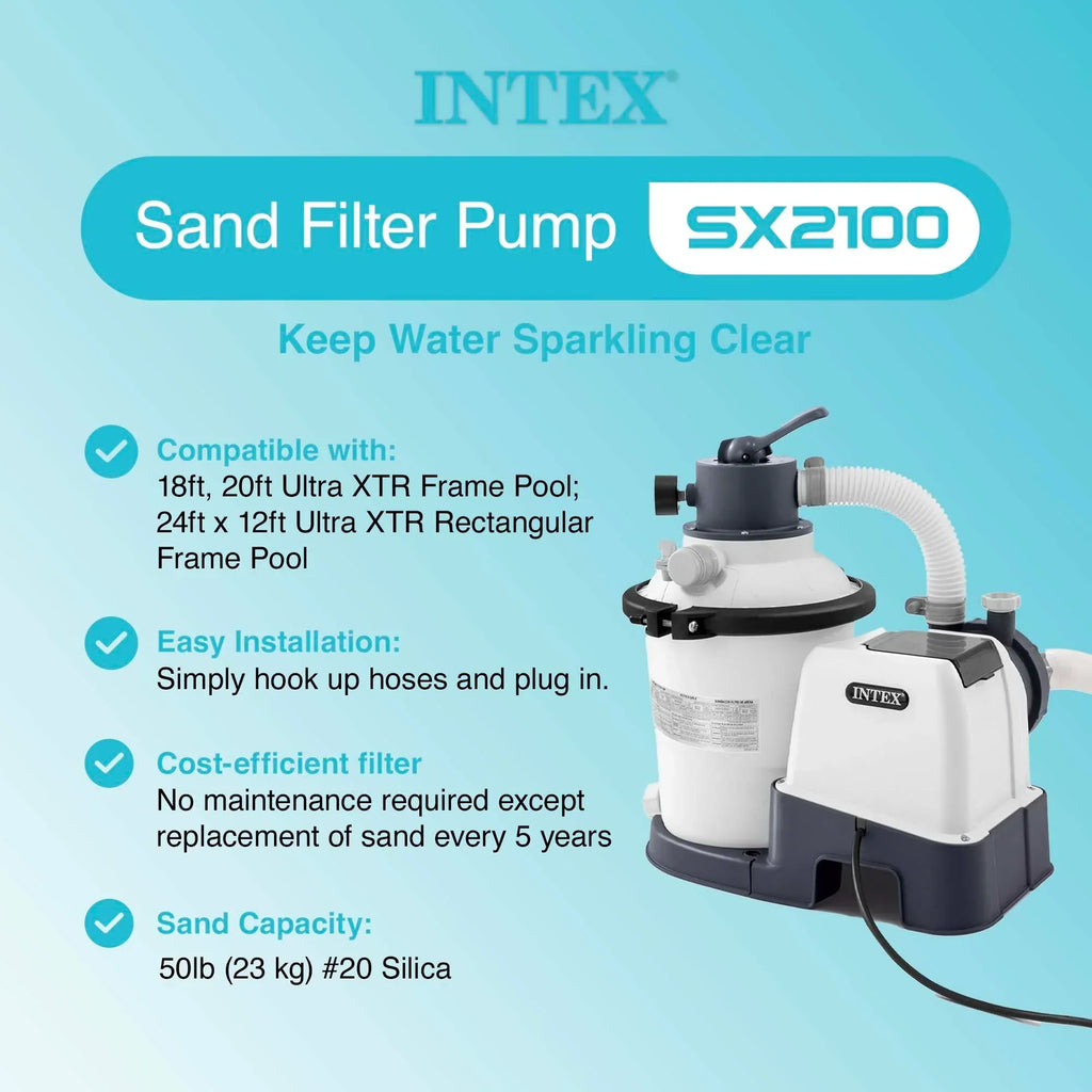 Bomba de filtro de arena Intex 2100 GPH para piscinas sobre suelo 2025 con aspirador automático