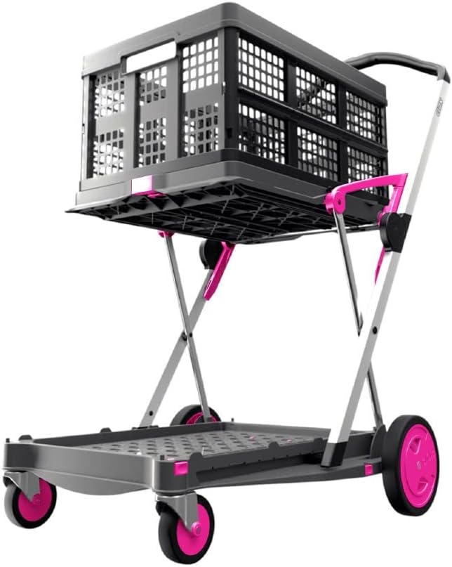 Carros plegables, funcionales y versátiles | Carro plegable móvil | Carrito de la compra con caja de almacenamiento (negro)