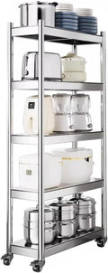 Wąski wózek rolujący ze stali nierdzewnej 3 poziom Slim Utility Shelf z kółkami do kuchni Łazienka Lodówka Side Space Saving Storage Organizer Mobile Spice Rack Home Office