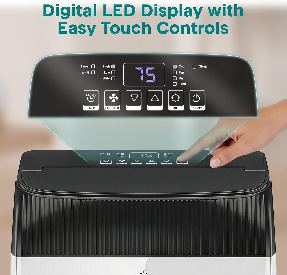 Aire acondicionado portátil SereneLife de 12,000 BTU con deshumidificador, calefacción y ventilador | Unidad de aire acondicionado portátil con Wi-Fi para control climático en áreas amplias | Aire acondicionado compacto de pie con kit para ventana