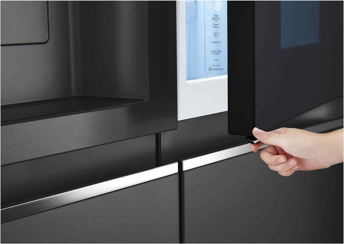 LG GSXV90MCDE Frigorífico Side-by-Side con congelador (628 L, clase energética D) con InstaView, Door-in-Door, Craft Ice, dispensador de hielo y agua, Total No Frost, negro