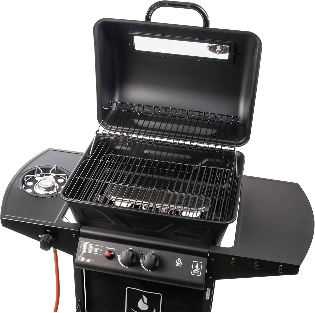 Barbacoa de gas ACTIVA Halifax Lavastein I Barbacoa de gas premium con piedras de lava y funda protectora I Quemador principal de 5,5 kW de regulación continua para una barbacoa perfecta