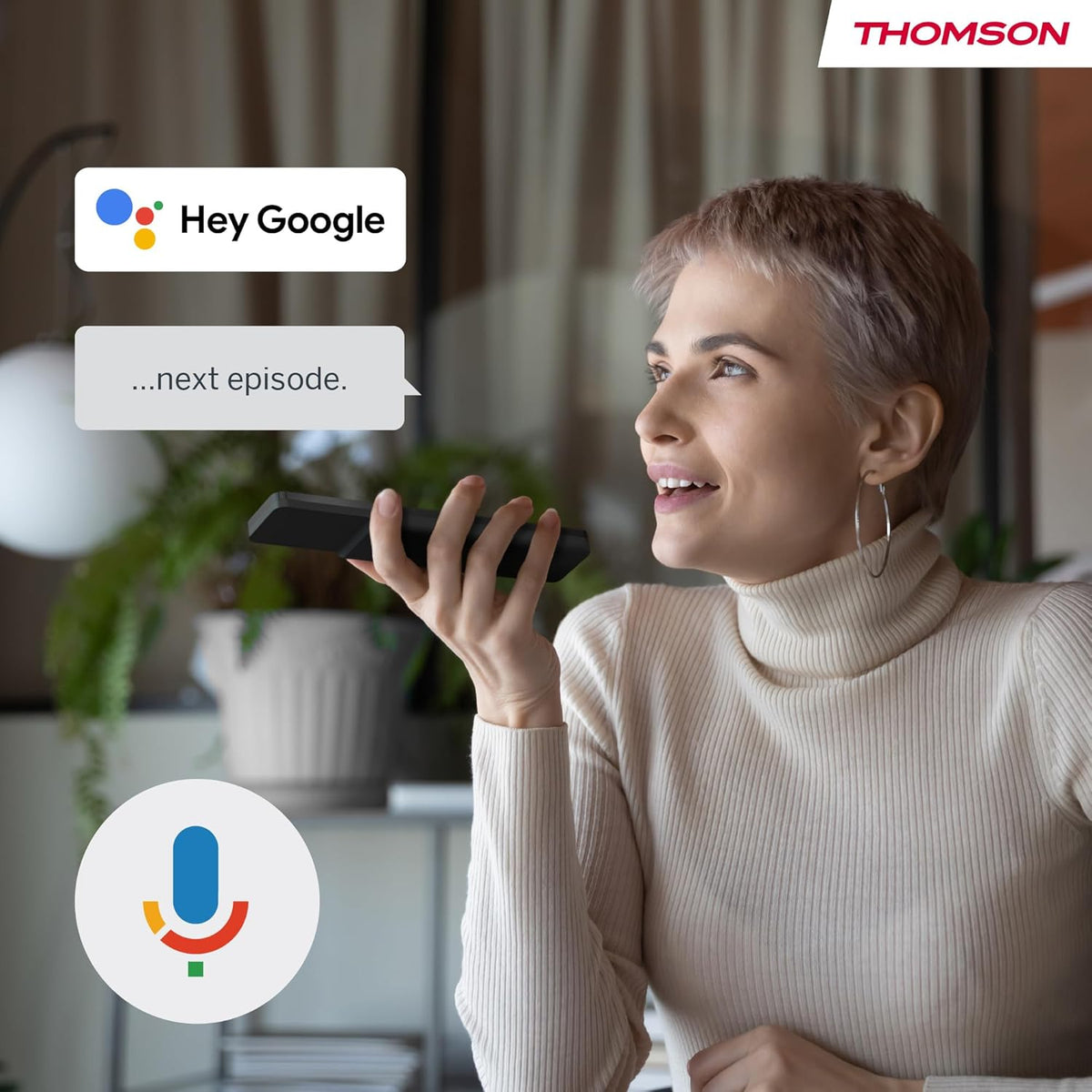 THOMSON Televisor UHD de 55 pulgadas (139 cm) Smart Android TV (WLAN, HDR, Triple sintonizador DVB-C/S2/T2, control por voz) - 55UA5S13W-2023