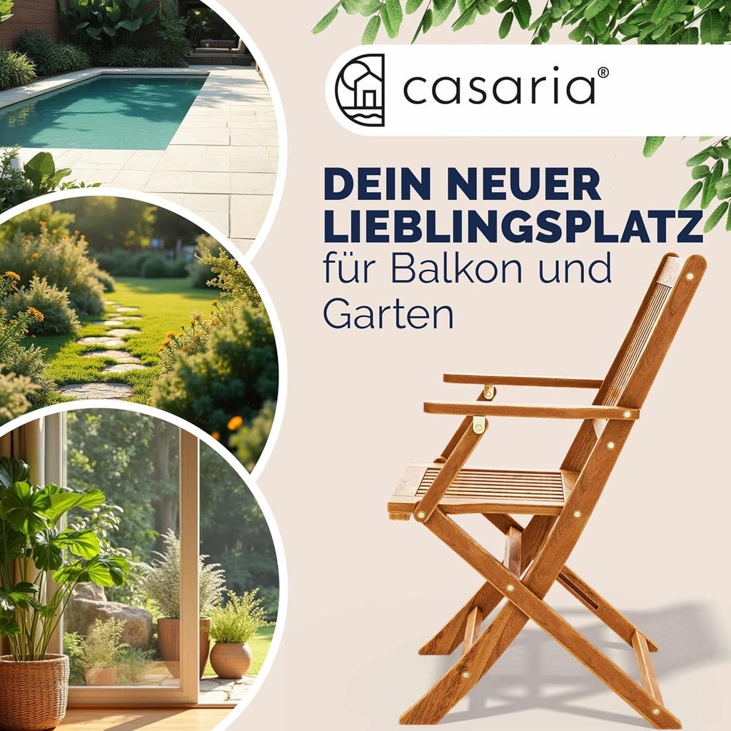 Casaria Set de 4 sillas de jardín Sydney, madera de acacia certificada FSC®, silla plegable, respaldo alto, sillón de jardín plegable