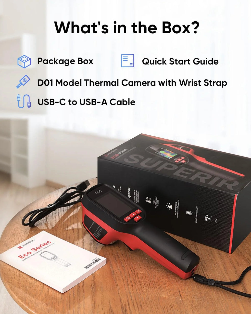 HIKMICRO D01 Kamera termowizyjna, rozdzielczość SuperIR 240x240, SuperScene, kamera termowizyjna z rozdzielczością IR 96x96, bateria 3350mAh na 11 godzin pracy, nagrywanie zdjęć i wideo
