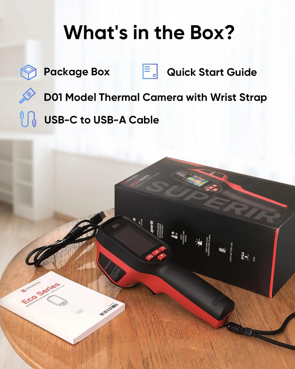 HIKMICRO D01 Kamera termowizyjna, rozdzielczość SuperIR 240x240, SuperScene, kamera termowizyjna z rozdzielczością IR 96x96, bateria 3350mAh na 11 godzin pracy, nagrywanie zdjęć i wideo