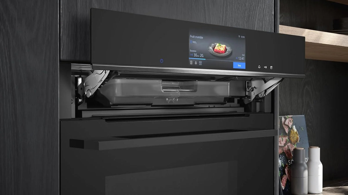 Siemens HS758G3B1 iQ700 inteligentny piekarnik parowy do zabudowy, 59,4 cm szerokości, humidClean Plus – do szybkiego czyszczenia, asystent piekarnika ze sterowaniem głosowym, cookControl Pro, TFT
