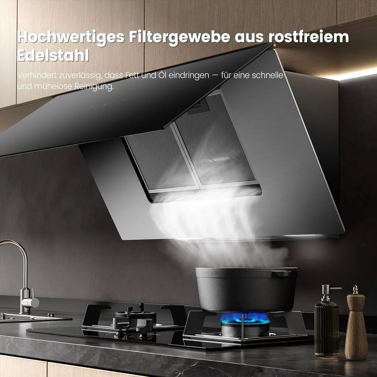 Campana extractora Comfee 90 cm A++ 867 m³/h ANGJ72B 90PRO EU recirculación extracción control táctil control por gestos 4 niveles