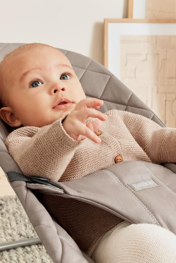 Hamaca BabyBjörn Bliss, Tejido, Acolchado clásico, Gris arena
