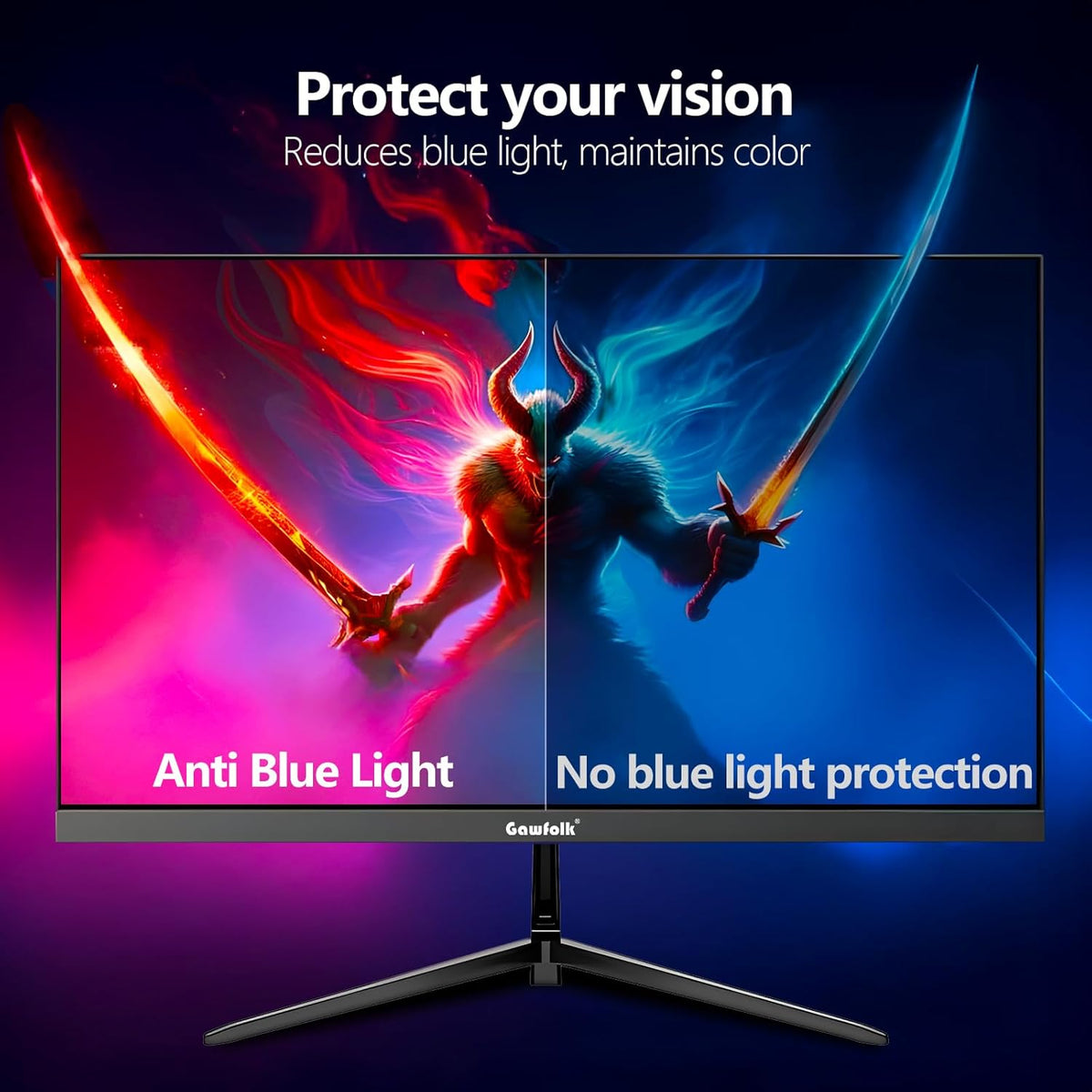 Monitor de juegos Gawfolk de 27 pulgadas QHD, pantalla para PC IPS 2K 120Hz, 2560×1440P, FreeSync, HDMI, DisplayPort, VESA 75 * 75mm, negro