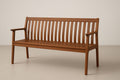 Banco de madera marrón con reposabrazos 150x45x75 cm