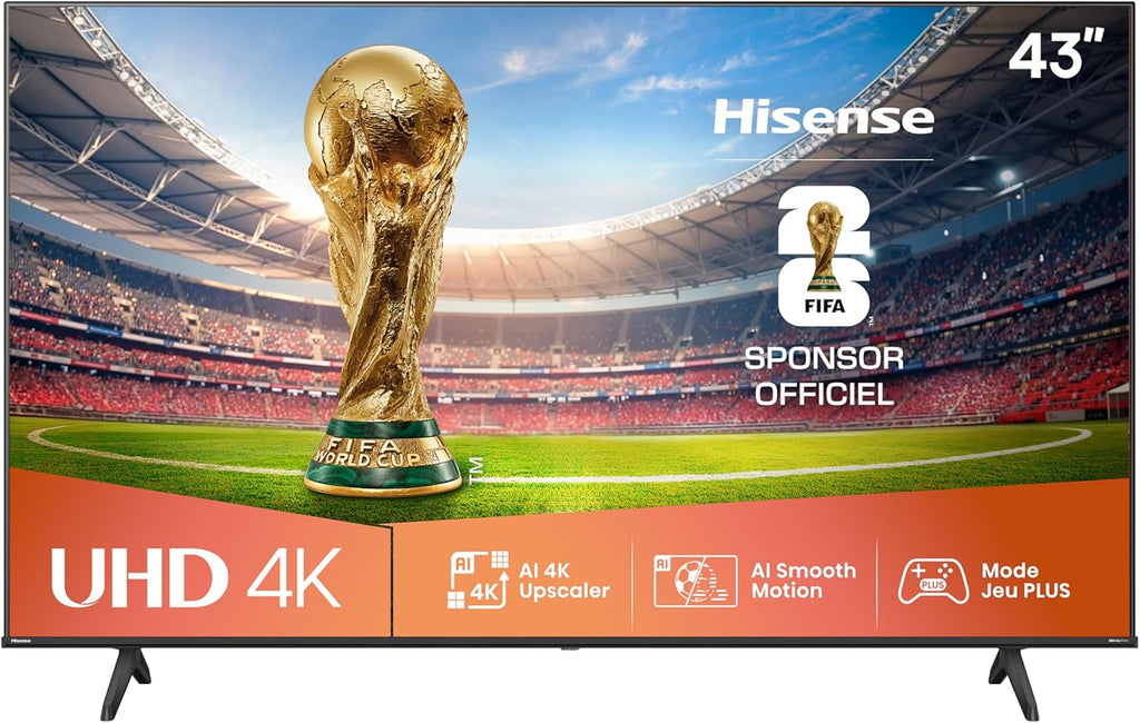 Hisense Smart TV 43 pulgadas 43A6Q 4K UHD Dolby Vision HDR VIDAA con Youtube, Netflix, Disney+, Channel + (Modelo 2025)
