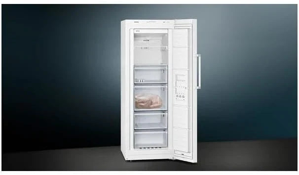 Congelador Siemens GS54NAWCV iQ500, 176 x 70 cm, 327 L, noFrost nunca más volver a descongelar, bigBox espacio para alimentos congelados grandes, varioZone estantes y cajones de cristal flexibles, Blanco