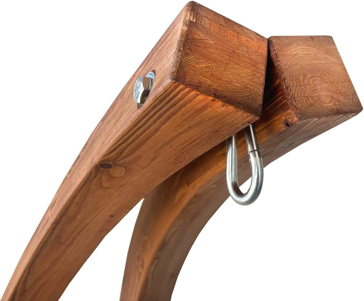Soporte para silla colgante Lola Mammut de madera de alerce FSC, resistente a la intemperie, independiente, máx. 130 kg, estructura para exteriores e interiores, soporte para hamaca, silla colgante, sillón colgante y cuna con muelles.