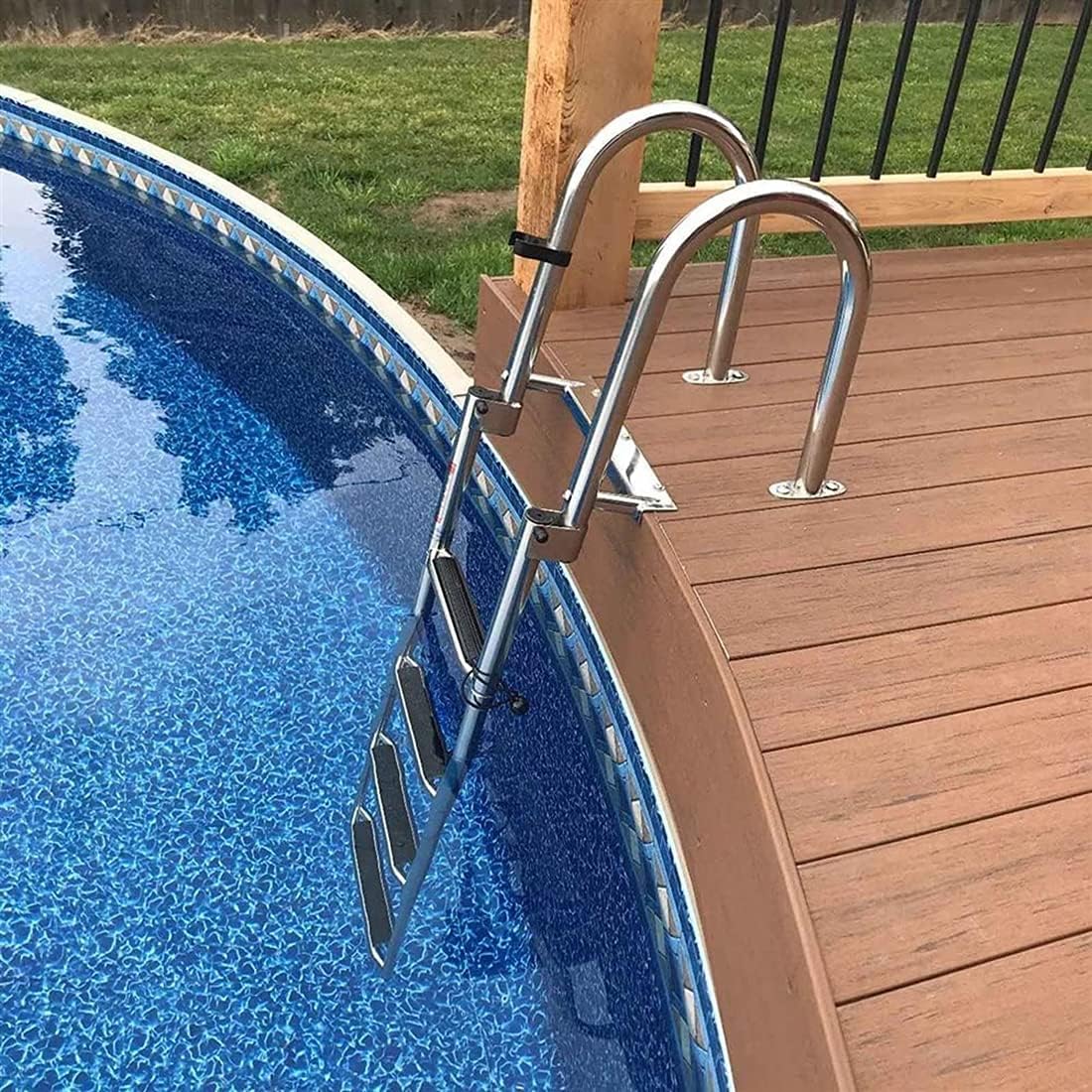 Escalera de barco plegable de acero inoxidable de 4 peldaños para barco, piscina y yate, con peldaños antideslizantes, pasamanos y capacidad de carga de 150 kg