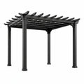 Pérgola de aluminio autoportante con techo de lamas abiertas, 300 × 300 × 250 cm, negra