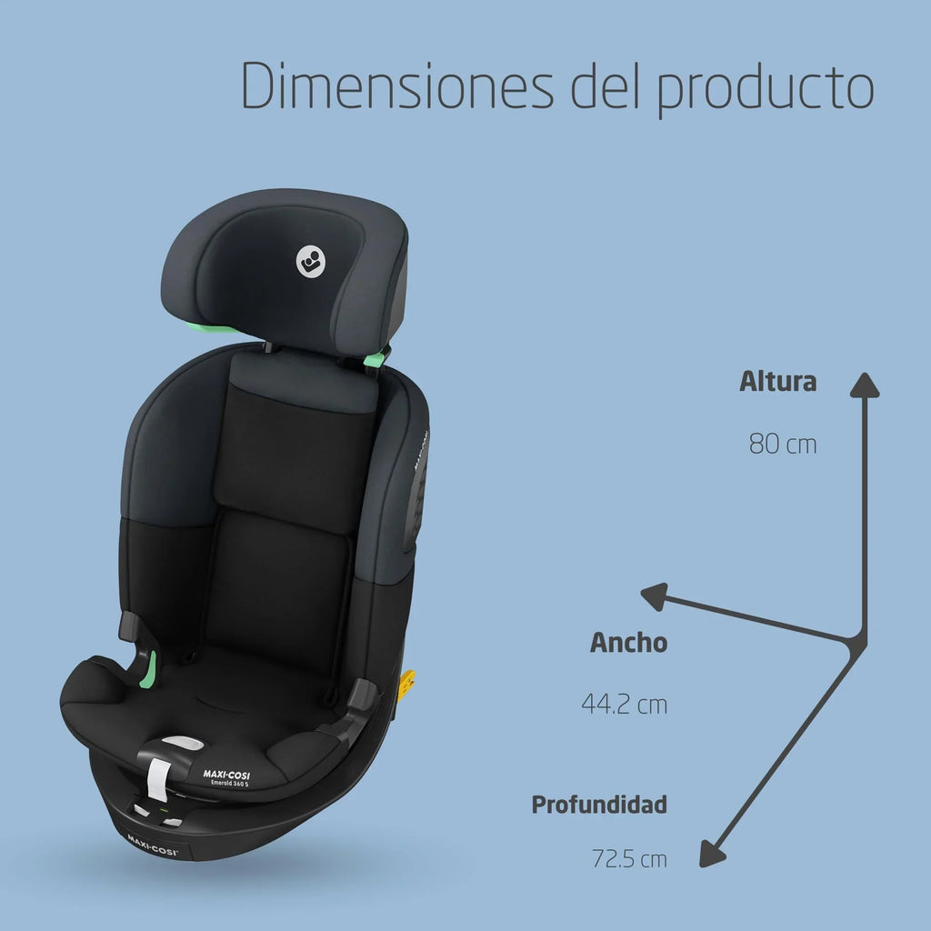 Silla de coche Maxi-Cosi Emerald 360 S i-Size giratoria 360 grados 40-150 cm protección contra impactos laterales G-CELL Tonal Black
