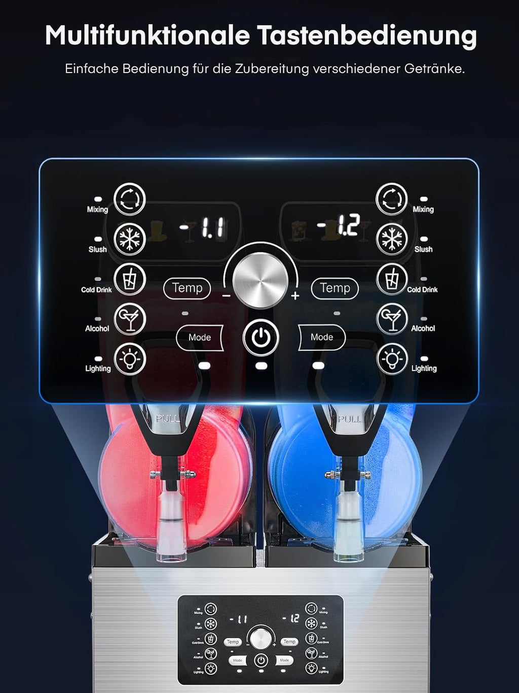 Máquina de granizados comercial FOHERE, máquina de granizados con tanques de 30L, control independiente de tanques, máquina de granizados para restaurantes, cafeterías, bares y fiestas