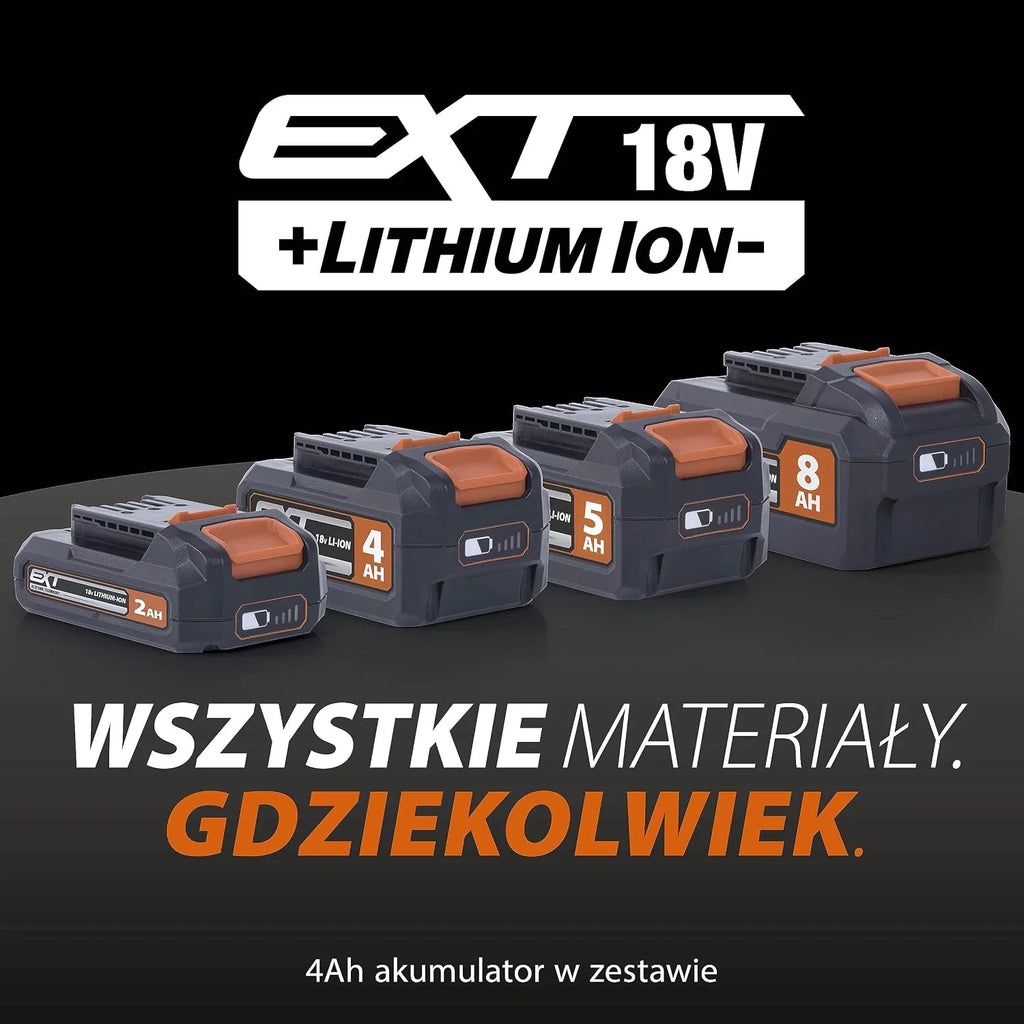 Evolution Power Tools R185CCSX-Li Pilarka tarczowa akumulatorowa 18v Li-Ion EXT z tarczą TCT do wielu materiałów, do cięcia drewna, metalu, plastiku, akumulator i ładowarka w zestawie, 185 mm