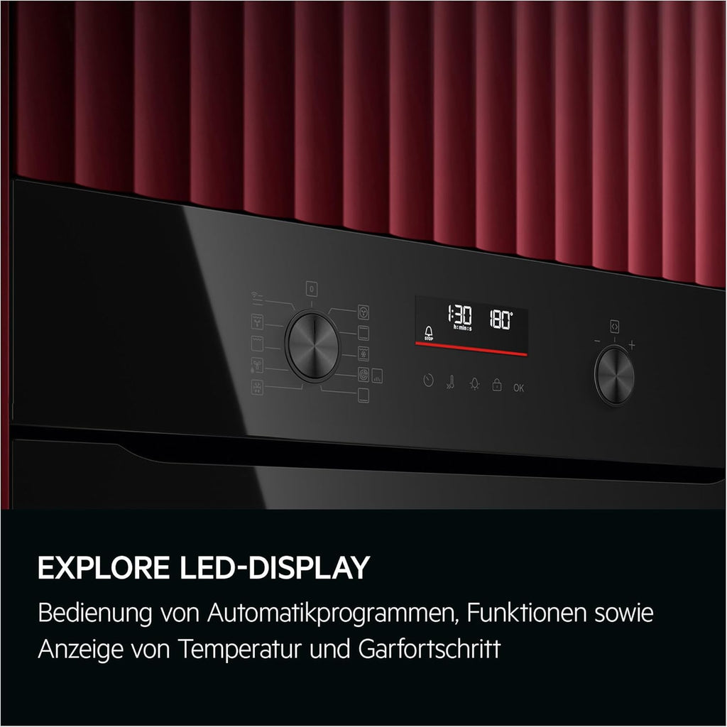 Horno empotrable AEG – Serie 5 Aire caliente circular: resultados de cocción uniformes en 3 niveles – Autolimpieza por pirólisis – 25 programas automáticos – Pantalla táctil LED – Calentamiento rápido – Negro – BPE53516AB