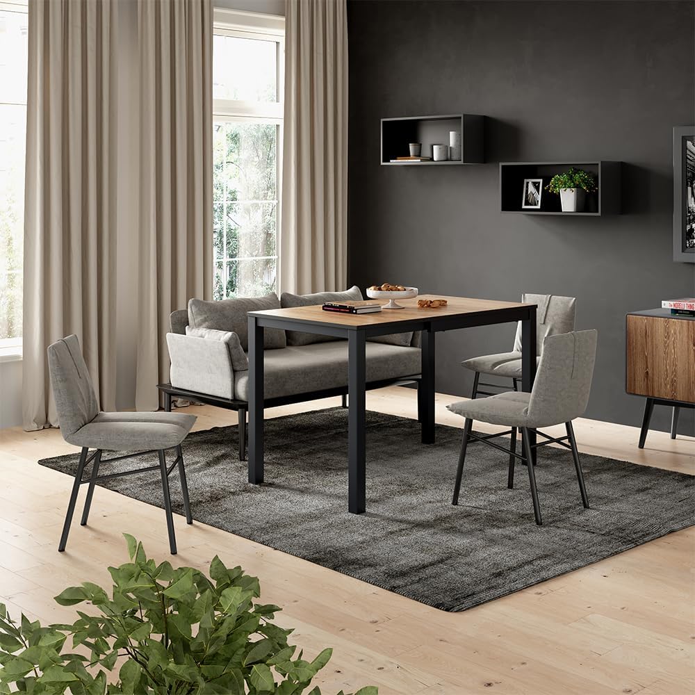Mesa de comedor Vicco Granny, roble/antracita, 120 x 70 cm extensible, con función de extensión para longitudes de mesa variables