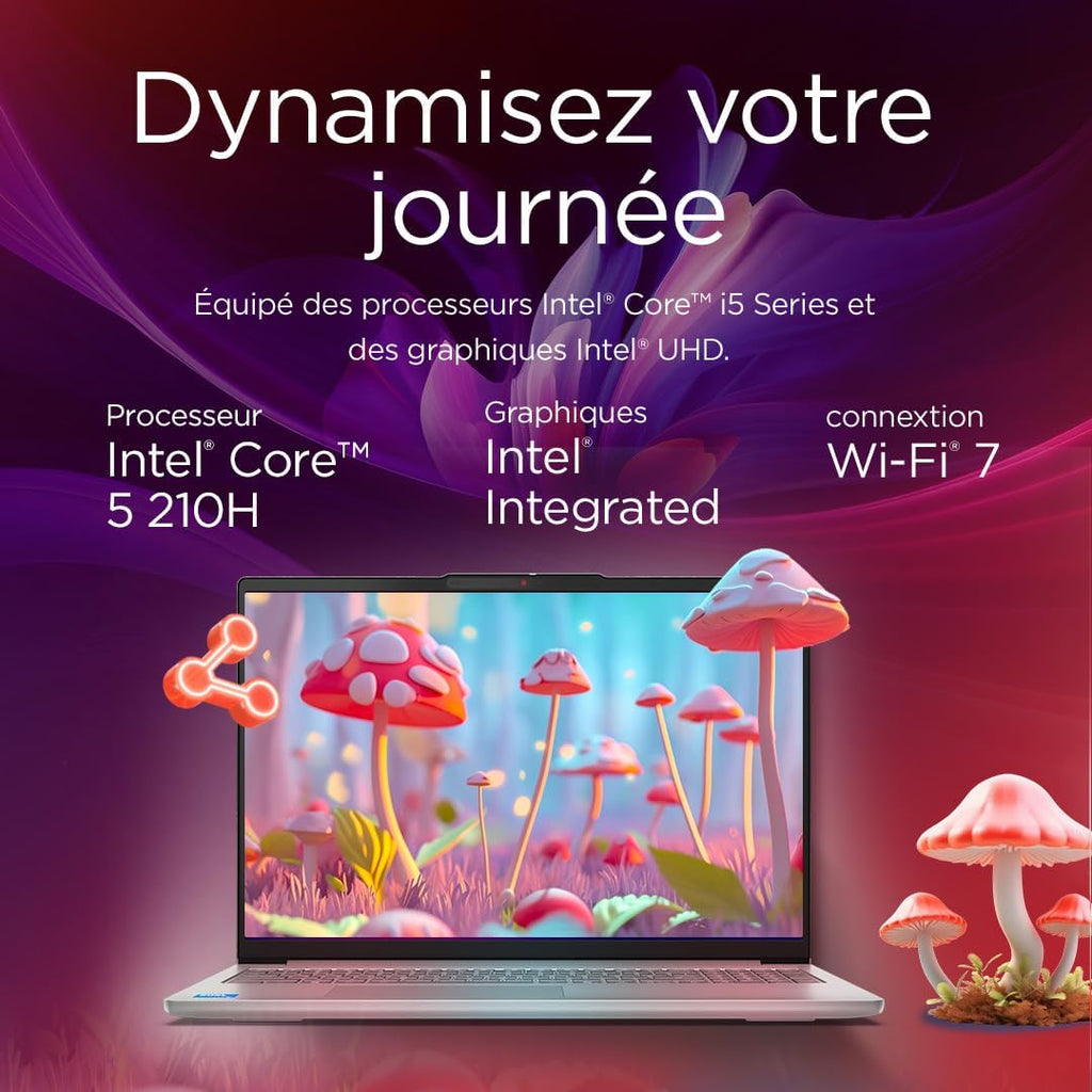 Lenovo IdeaPad Slim 5 16IRH10R - Ordenador portátil 16'' WUXGA (Intel Core 5 210H, RAM 32 GB, SSD 512 GB, Gráficos Intel, Windows 11 Home) Teclado AZERTY francés - Gris