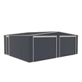 Garaje de metal doble de 32 m² gris antracita con doble puerta enrollable