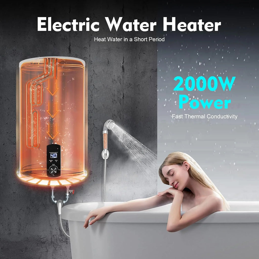 Elektryczny bojler, 70 litrów, bojler na gorącą wodę, 2000 W, 220 V, zawieszenie ścienne, elektryczny bojler, energooszczędny, moc grzewcza, bojler, emaliowany pojemnik wewnętrzny, wyświetlacz