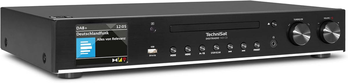 TechniSat DIGITRADIO 143 CD (V3) – Sintonizador HiFi digital, radio por internet (DAB+, FM, transmisión de audio por Bluetooth, Spotify Connect, reproductor de CD, WLAN, 43,5 cm de ancho, control por aplicación, mando a distancia) Negro