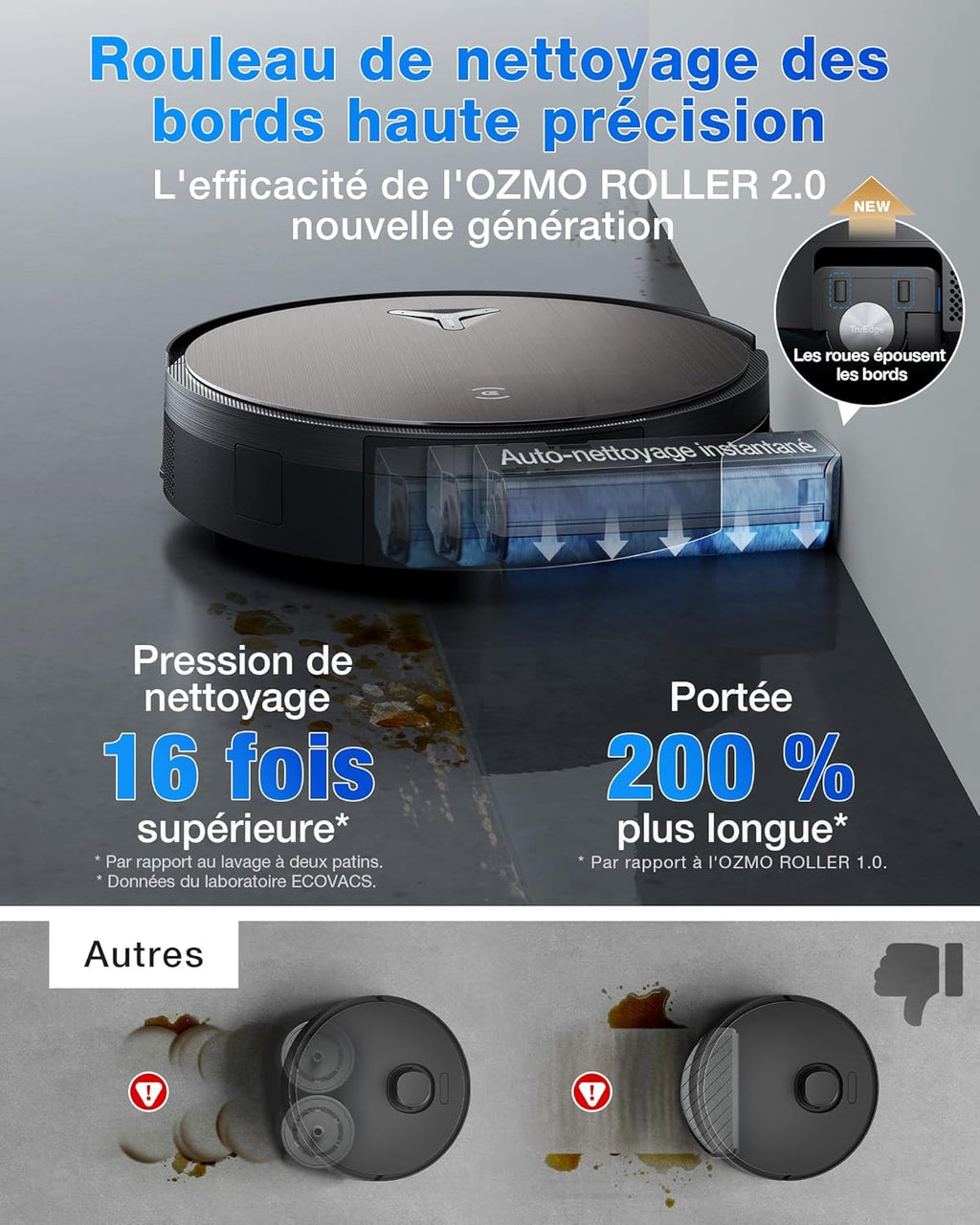 Robot aspirador ECOVACS X11 Omni Cyclone, robot aspirador friegasuelos con tecnología Blast y potencia de 19500 Pa, PowerBoost ultrarrápido, OZMO Roller 2.0, ascenso máximo de 4 cm, autovaciado PureCyclone 2.0