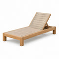 Tumbona de madera de teca con tejido de poliéster beige 200x65x35 cm