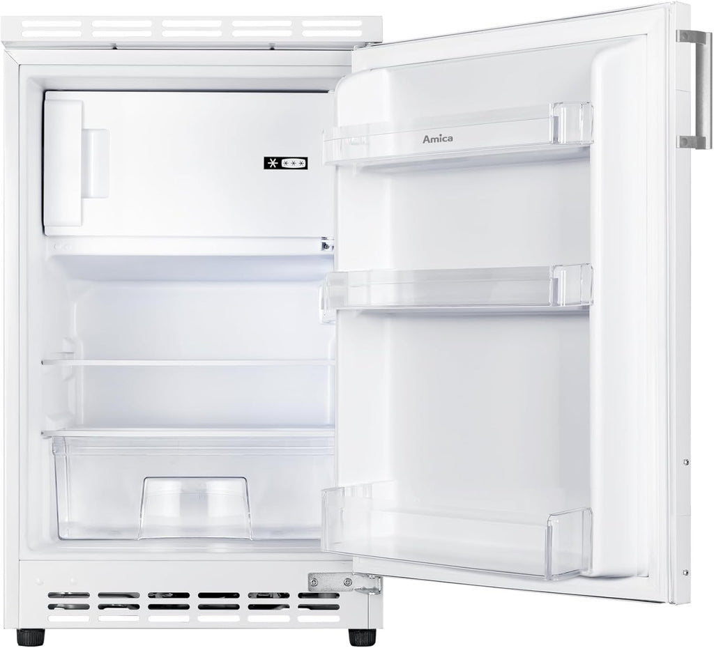 Frigorífico integrable bajo encimera Amica, panelable para nicho de 81,5 cm, control electrónico, compresor inverter, iluminación LED, alarma de puerta abierta, 82 litros
