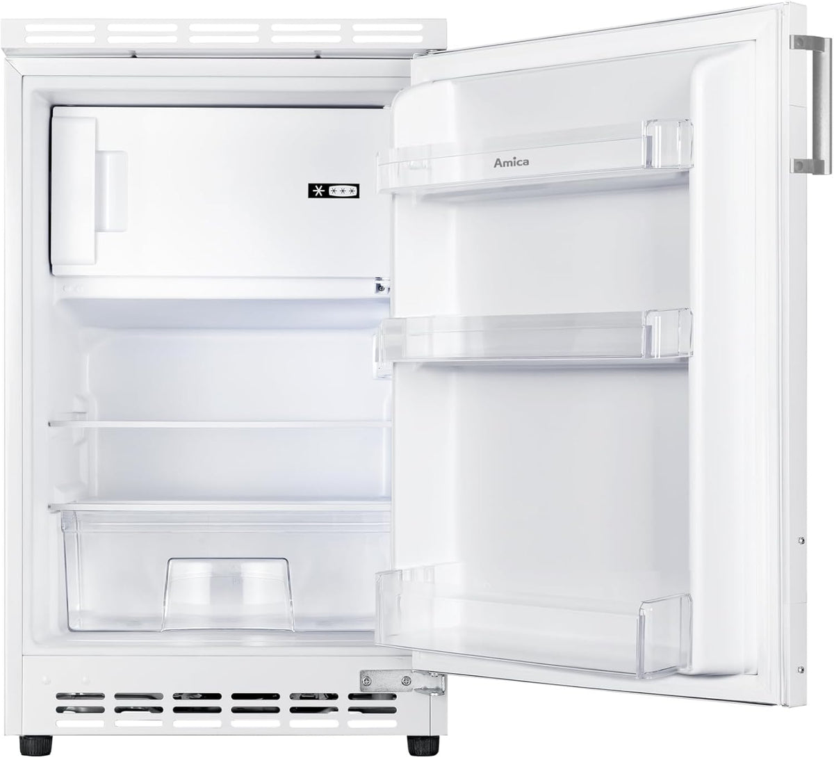 Frigorífico integrable bajo encimera Amica, panelable para nicho de 81,5 cm, control electrónico, compresor inverter, iluminación LED, alarma de puerta abierta, 82 litros